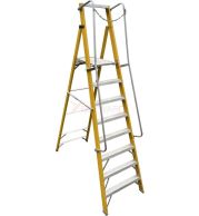 Model No. F8200 Fibreglass Three Sixty Degree Platform Ladder for Electrical and Commercial Access Use, Professional Insulated Elevated Working Ladder for Maintenance and Installation Tasks 